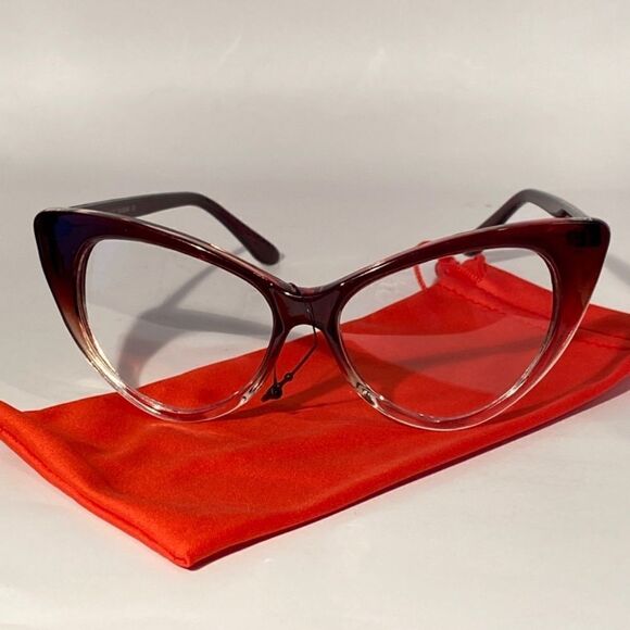 1351 Oversized Cateye Black To White Gradient Frame Clear Lens Eyeglasse… main image 9